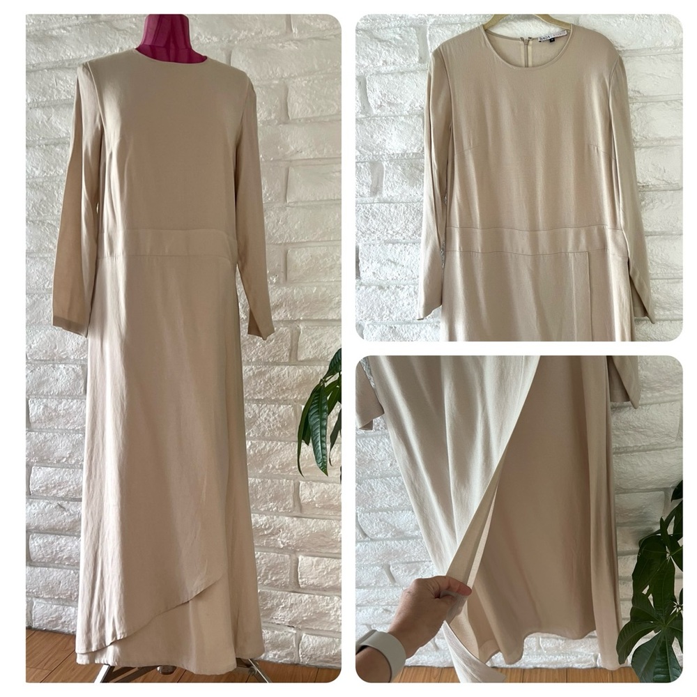 Minimalist Cream Long Sleeve Maxi Dress